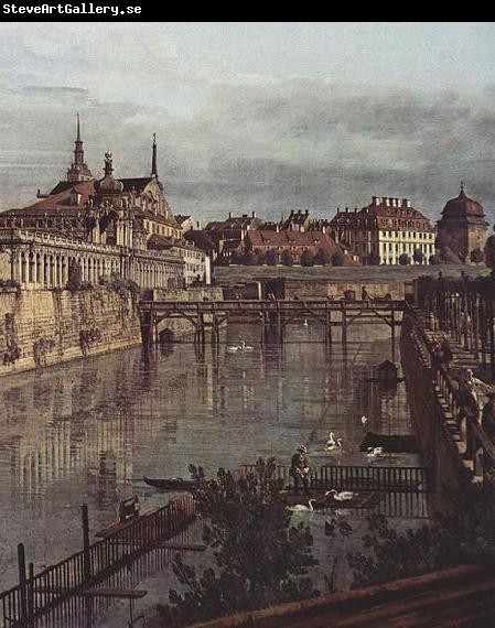 Bernardo Bellotto Ansicht von Dresden, Der alte Wassergraben des Zwingers, von der Orangerie Richtung Stadt aus gesehen